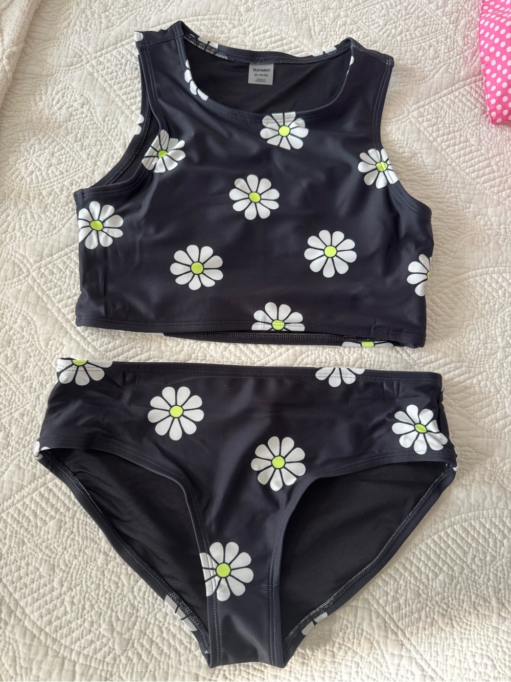 Old Navy Black Daisy Tank Bikini Set